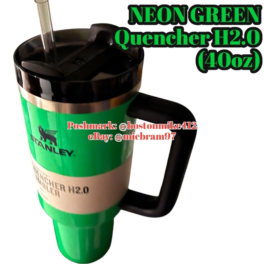 Stanley The Neon Quencher H2.O FlowState Tumbler - Neon Green 40oz Cup w/ Straw - Picture 4 of 10